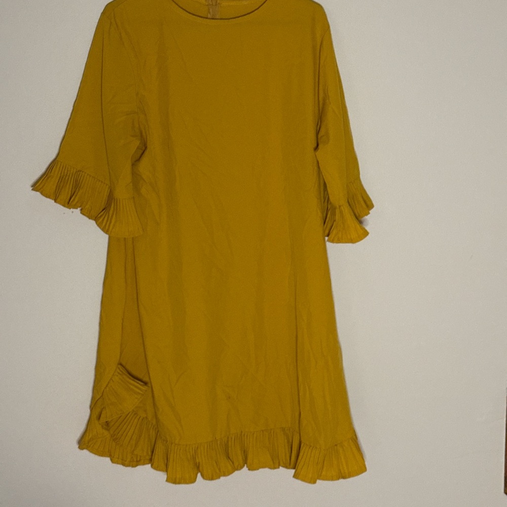 Amazon Mustard Yellow Ruffle Dress